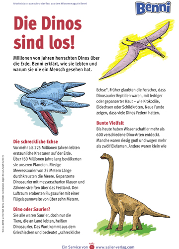 Arbeitsblatt Dinosaurier