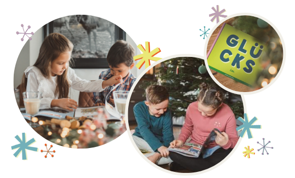 Kinder lesen in Zeitschriften an Weihnachten Kinder lesen in Zeitschriften an Weihnachten